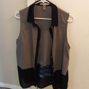 Black and green button down shirt